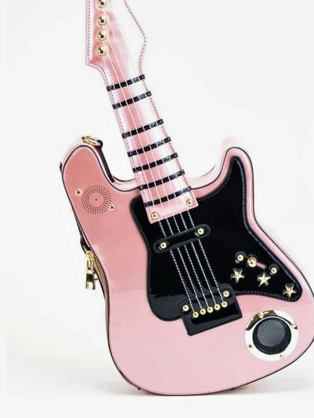 Diophy Guitar Shaped Crossbody Bag with Bluetooth Speaker Pink & Black